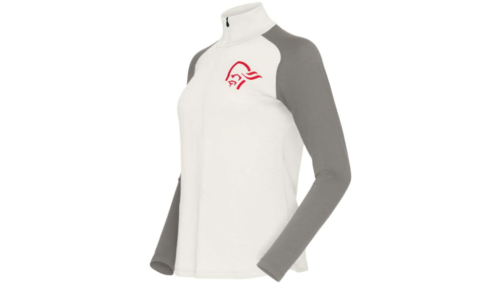 Norrona PureUll Norrona Zip Neck Shirt - Womens, Snowdrop/Castor Grey, Medium, 5271-21 9942 M