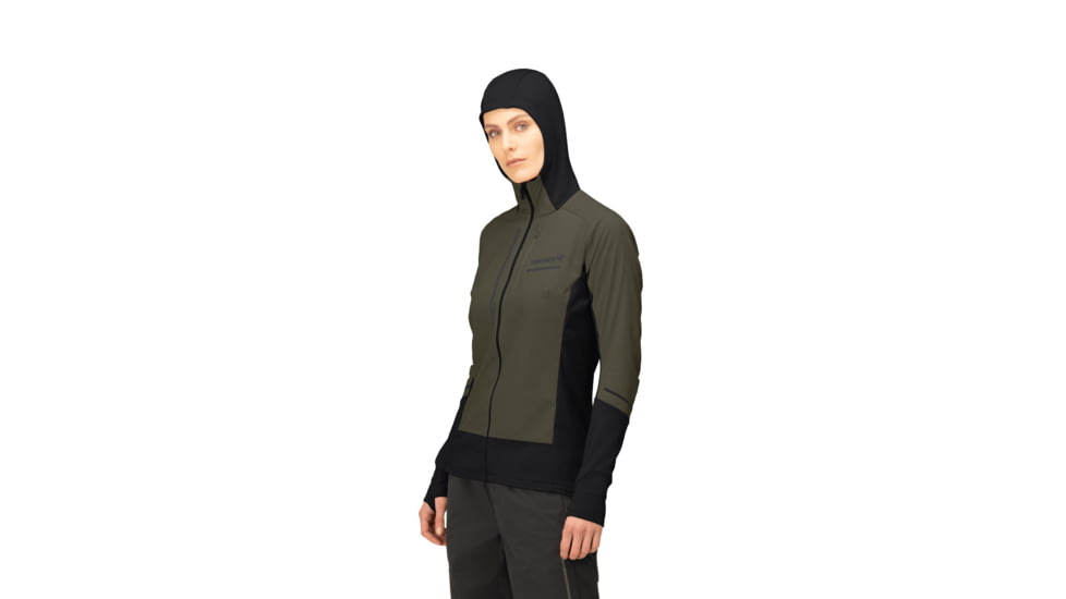 Norrona Senja Alpha90 Zip Hoodie - Womens, Olive Night, Small, 5828-23-3301-S