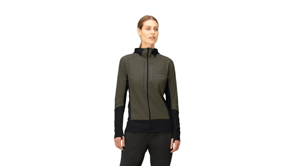 Norrona Senja Alpha90 Zip Hoodie - Womens, Olive Night, Small, 5828-23-3301-S