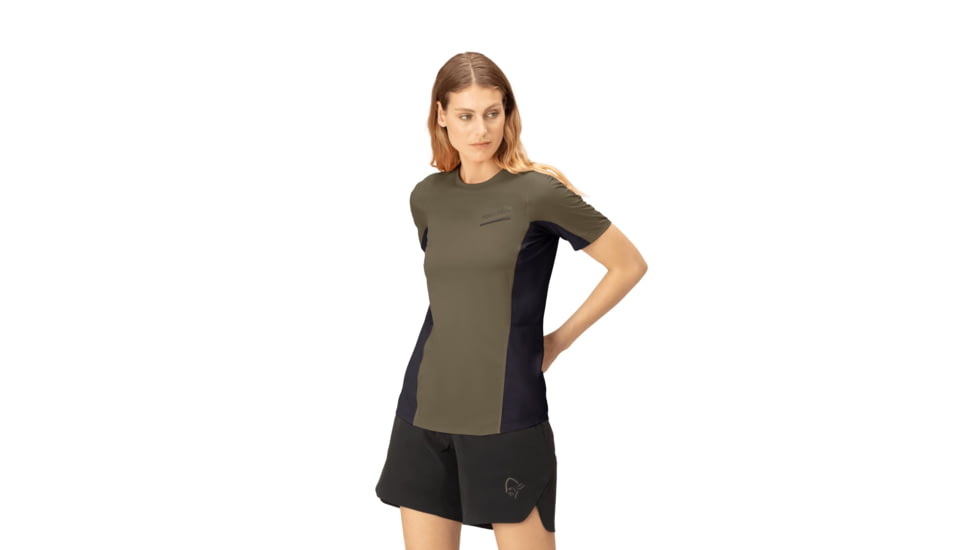 Norrona Senja Equaliser Lightweight T-Shirt - Womens, Olive Night, Large, 5807-23-3301-L