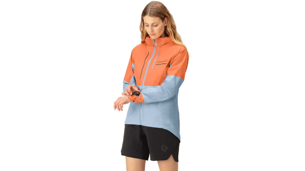 Norrona Senja Gore-Tex Active Jacket - Womens, Flamingo/Blue Fog, Extra Small, 5806-23 1259 XS