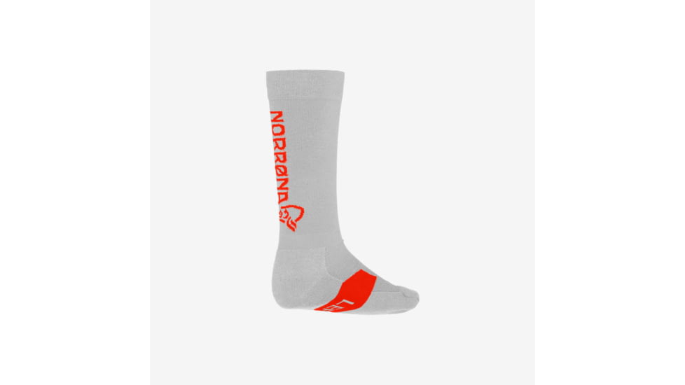 Norrona Senja Merino Lightweight Socks Long, Light Grey/Arednaline, 40-42, 5802-23-8015-40-42