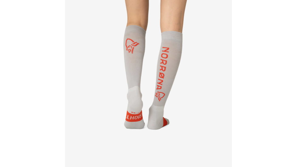 Norrona Senja Merino Lightweight Socks Long, Light Grey/Arednaline, 40-42, 5802-23-8015-40-42