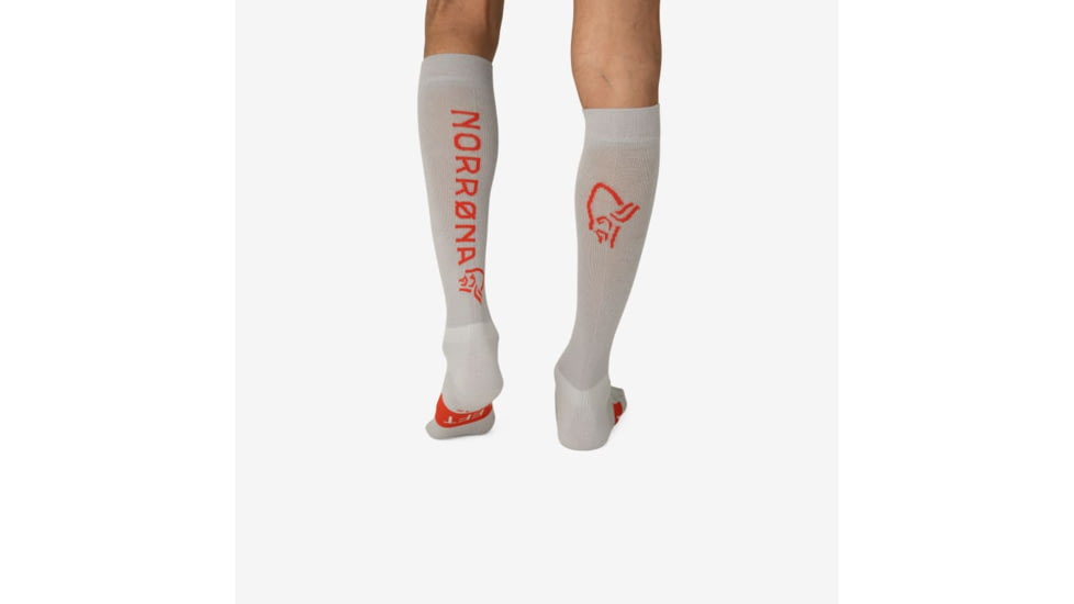 Norrona Senja Merino Lightweight Socks Long, Light Grey/Arednaline, 40-42, 5802-23-8015-40-42