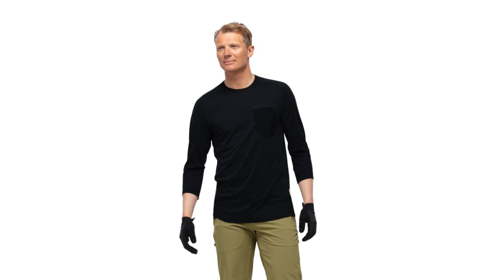 Norrona Skibotn Wool 3/4 T-Shirt - Mens, Caviar, Medium, 7042698392923