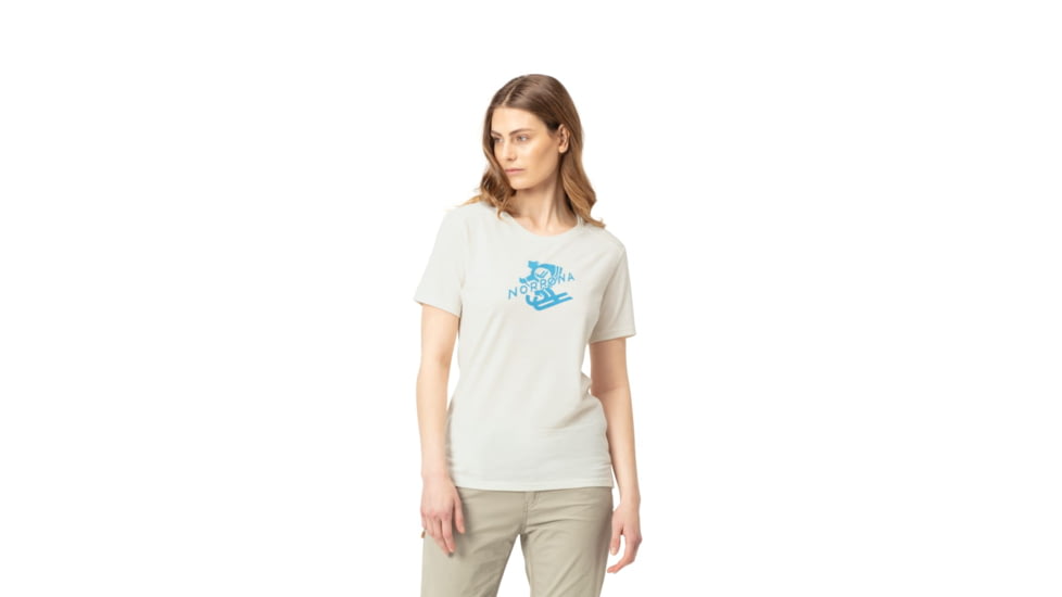 Norrona Svalbard Wool T- Shirt - Womens, Ecru/Heritage Blue, Medium, 7042698430892