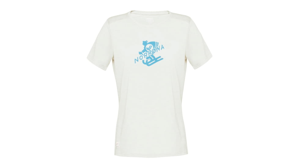 Norrona Svalbard Wool T- Shirt - Womens, Ecru/Heritage Blue, Medium, 7042698430892