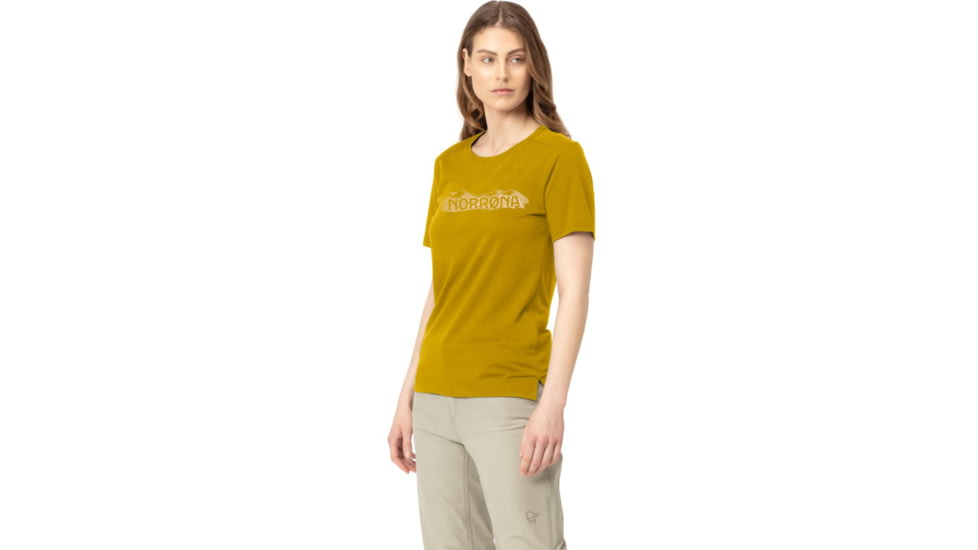 Norrona Svalbard Wool T- Shirt - Womens, Golden Palm, Medium, 7042698463395