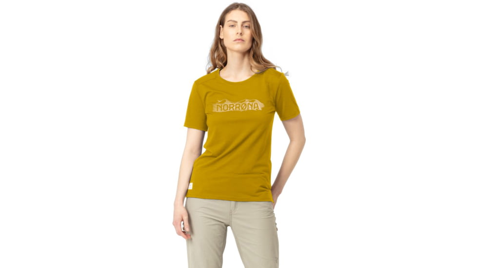 Norrona Svalbard Wool T- Shirt - Womens, Golden Palm, Medium, 7042698463395