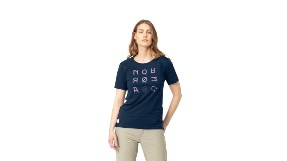 Norrona Svalbard Wool T- Shirt - Womens, Indigo Night/Violet Tulle, Extra Small, 7042698430878