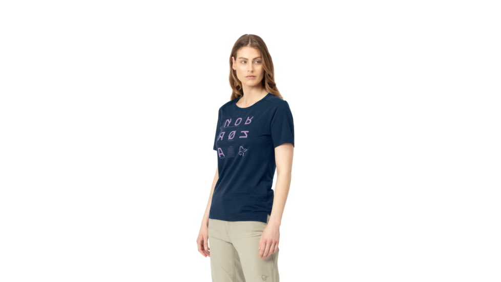 Norrona Svalbard Wool T- Shirt - Womens, Indigo Night/Violet Tulle, Extra Small, 7042698430878