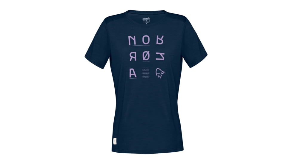 Norrona Svalbard Wool T- Shirt - Womens, Indigo Night/Violet Tulle, Extra Small, 7042698430878