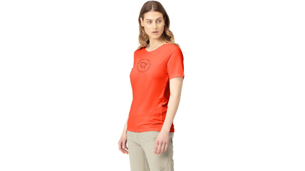 Norrona Svalbard Wool T-Shirt - Womens, Orange Alert, Extra Small, 2438-19 5620 XS