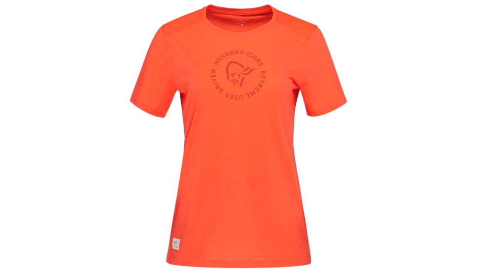 Norrona Svalbard Wool T-Shirt - Womens, Orange Alert, Extra Small, 2438-19 5620 XS