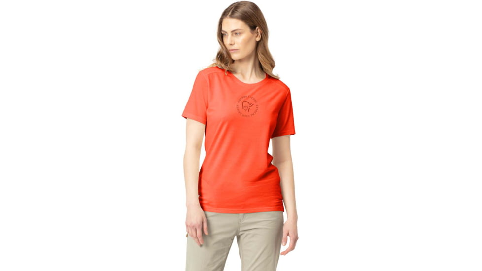 Norrona Svalbard Wool T-Shirt - Womens, Orange Alert, Extra Small, 2438-19 5620 XS