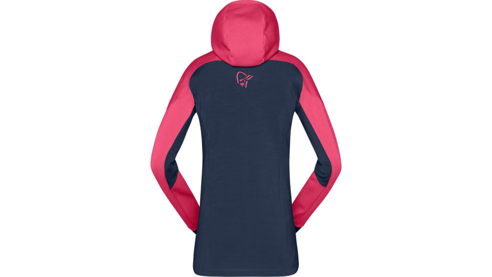 Norrona Trollveggen Powerstretch Pro Zip Hood - Womens, Honeysuckle/Indigo Night, Large, 1627-19-5544-L