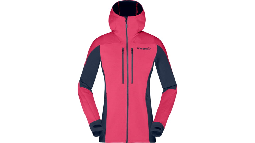 Norrona Trollveggen Powerstretch Pro Zip Hooded Jacket - Women's, Honeysuckle/Indigo Night, Large, 1627-19 5544 L