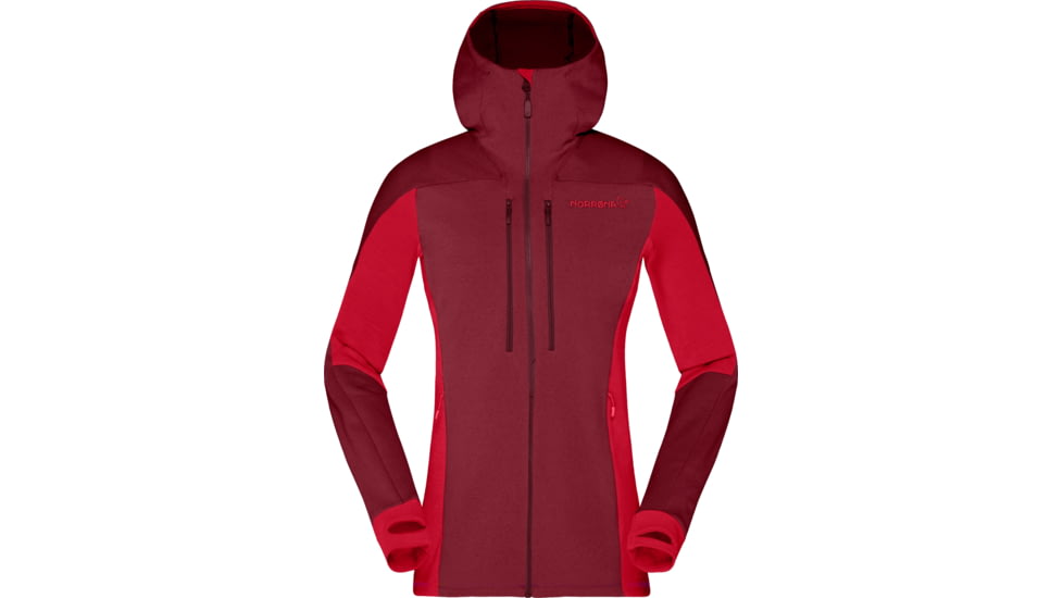 Norrona Trollveggen Powerstretch Pro Zip Hood - Womens, True Red, Extra Small, 1627-19-1105-XS
