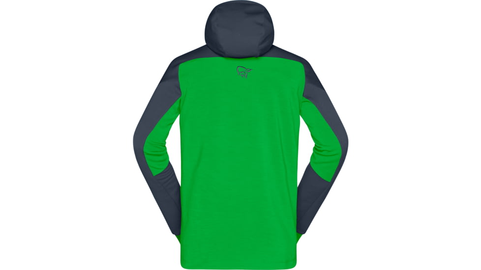 Norrona Trollveggen Powerstretch Pro Zip Hooded Jacket - Mens, Cool Black/Classic Green, Large, 1623-19-7784-L