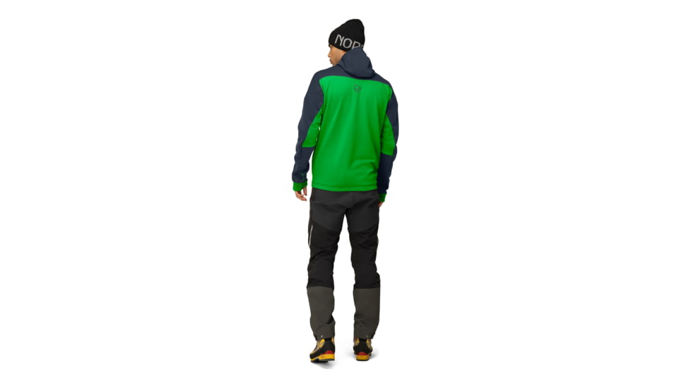 Norrona Trollveggen Powerstretch Pro Zip Hooded Jacket - Mens, Cool Black/Classic Green, Large, 1623-19-7784-L