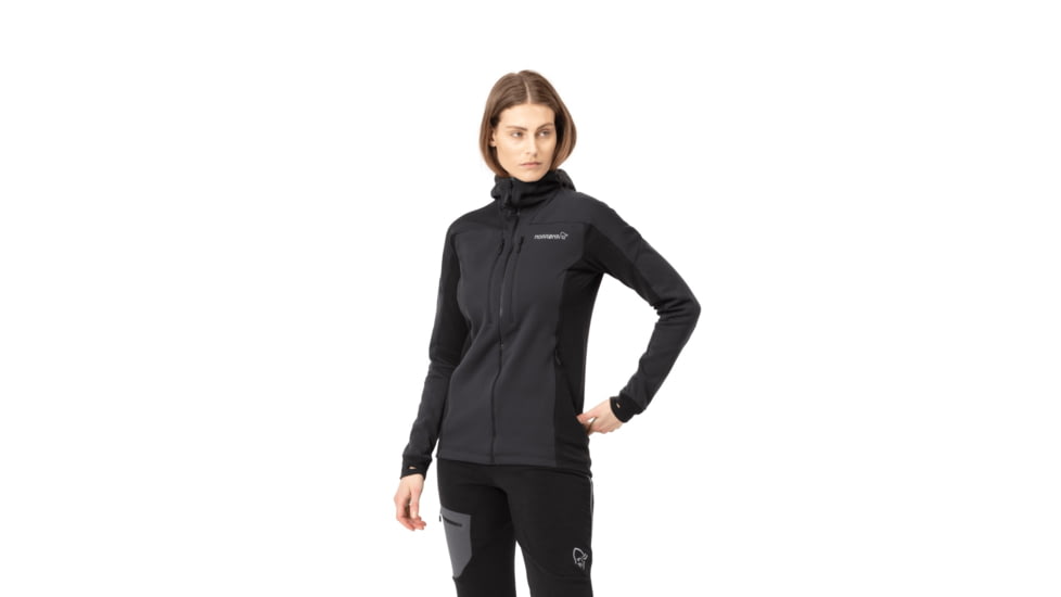Norrona Trollveggen Powerstretch Pro Zip Hooded Jacket - Womens, Caviar, Medium, 1627-19-7718-M