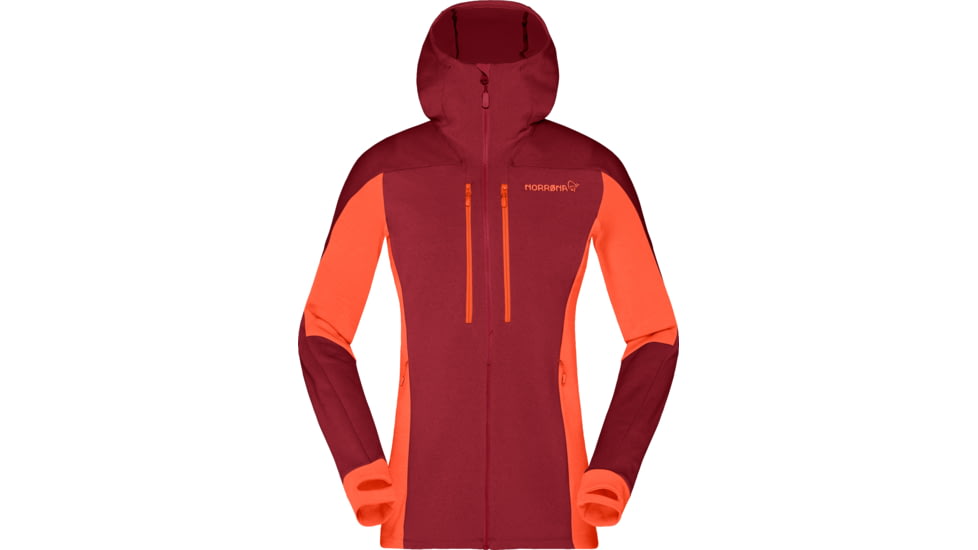 Norrona Trollveggen Powerstretch Pro Zip Hooded Jacket - Womens, Rhubarb, Large, 1627-19-5700-L