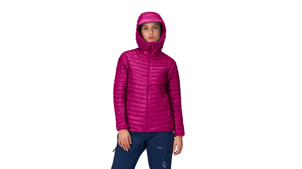 Norrona Trollveggen Superlight Down800 Hooded Jacket - Womens, Festival Fuchsia, Extra Small, 1617-24-1180-XS