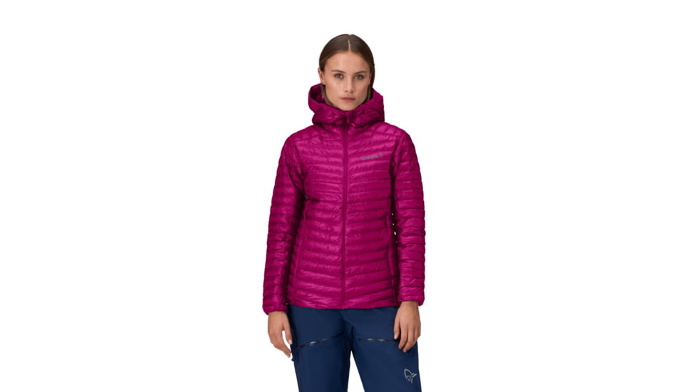 Norrona Trollveggen Superlight Down800 Hooded Jacket - Womens, Festival Fuchsia, Extra Small, 1617-24-1180-XS