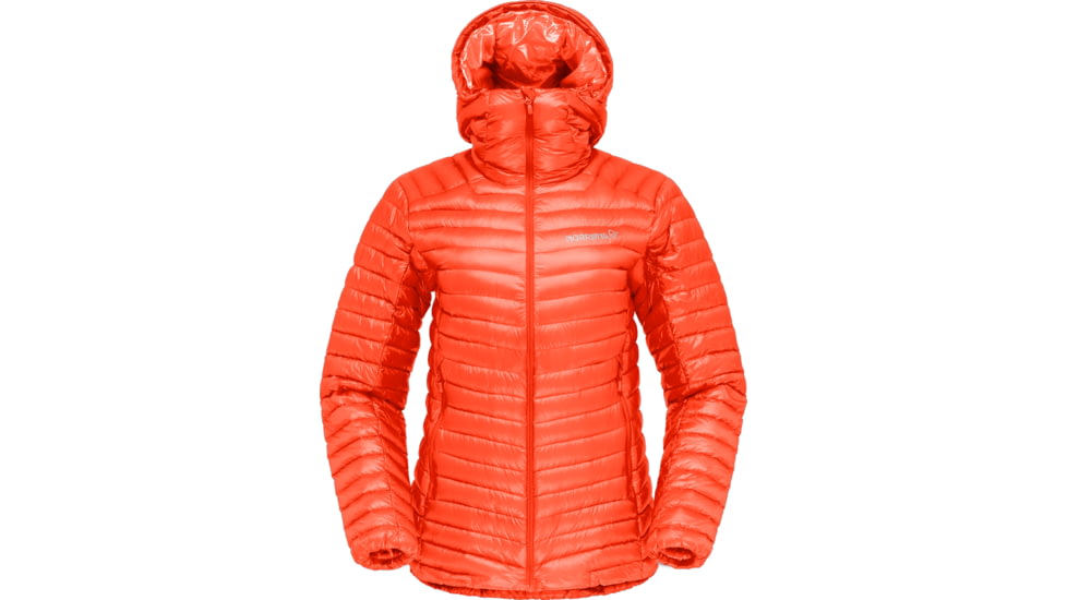 Norrona Trollveggen Superlight Down850 Hood Jacket - Womens, Orange Alert, Extra Small, 1621-22-5620-XS