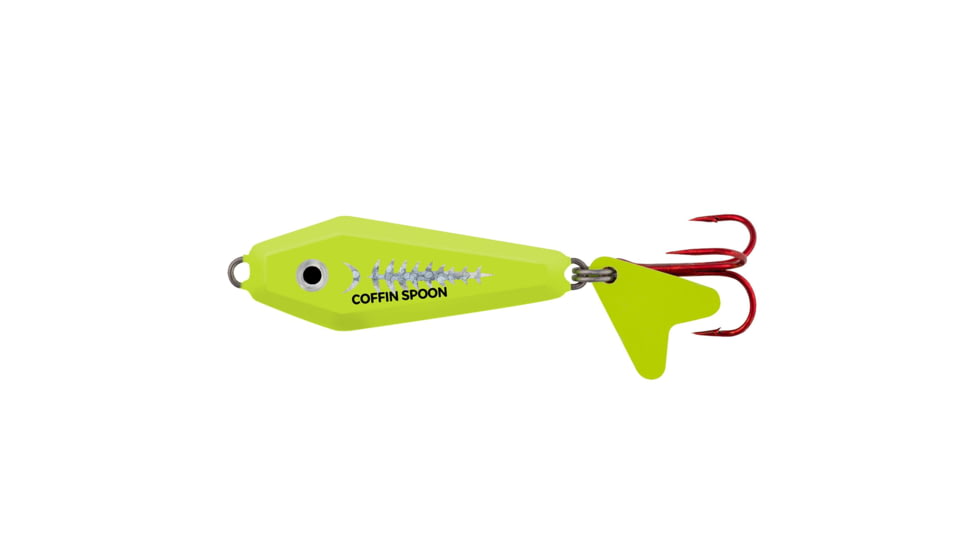 Northland Buck-Shot Coffin Spoon - 1/Card - 1/8Oz - #8 Hook - Super-Glo Exo Chartreuse, BRCS3-1013