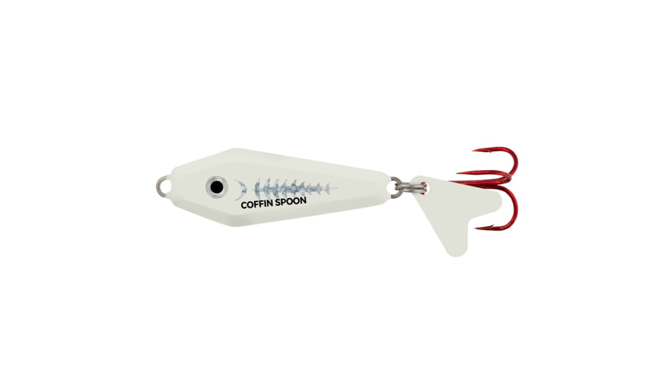 Northland Buck-Shot Coffin Spoon - 1/Card - 1/8Oz - #8 Hook -Super-Glo Exo White, BRCS3-131