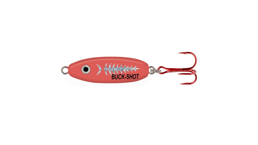 Northland Buck-Shot Rattle Spoon, 1/Card, 1/16 Oz, #10 Hook Super-Glo Exo Red, BRS2-139