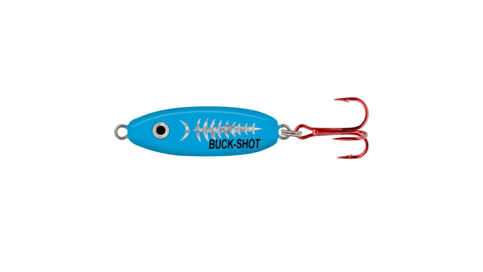 Northland Buck-Shot Rattle Spoon, 1/Card, 1/16Oz, #10 Hook Super-Glo Exo Blue, BRS2-513