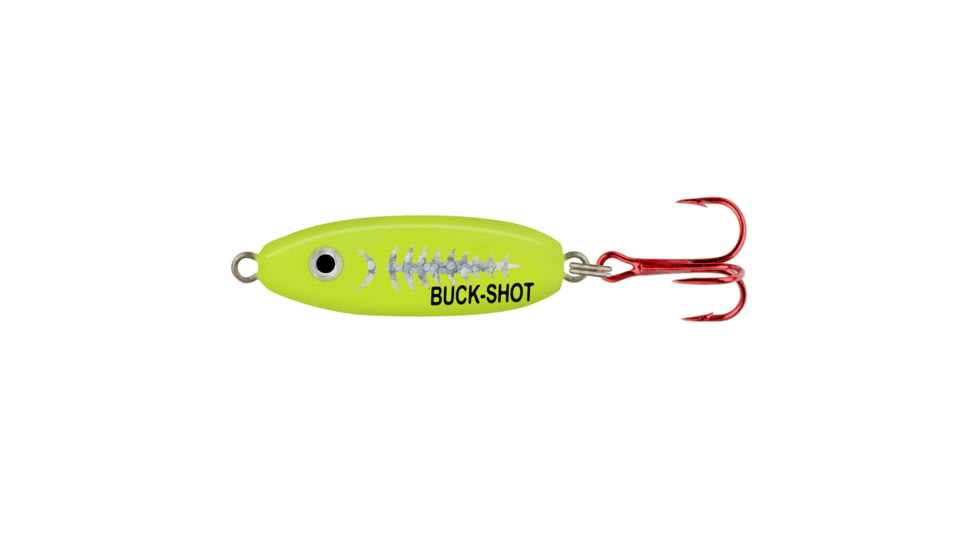 Northland Buck-Shot Rattle Spoon - 1/Card - 1/16Oz - #10 Hook - Super-Glo Exo Chartreuse, BRS2-1013