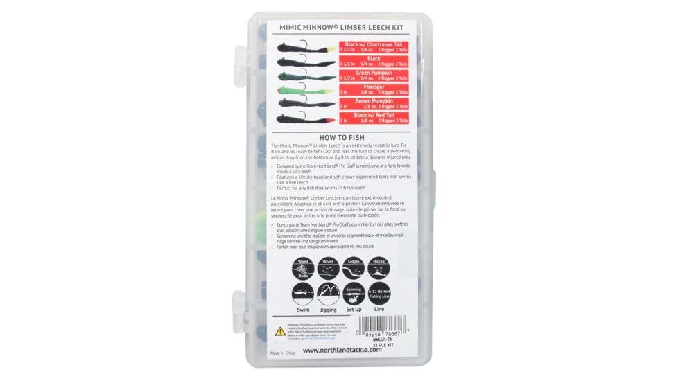 Northland Fishing Tackle Mimic Minnow Limber Leech Kit, Assorted, 24 Pack, MMLLK-24