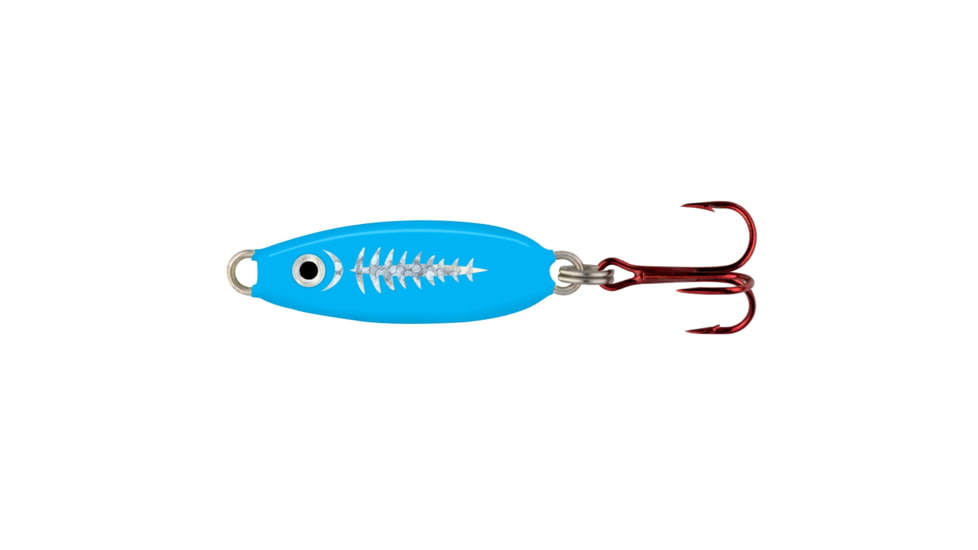 Northland Forage Minnow Spoon, 1/Card, 1/32Oz, #14 Hook Super Glo Exo Blue, FMS1-513