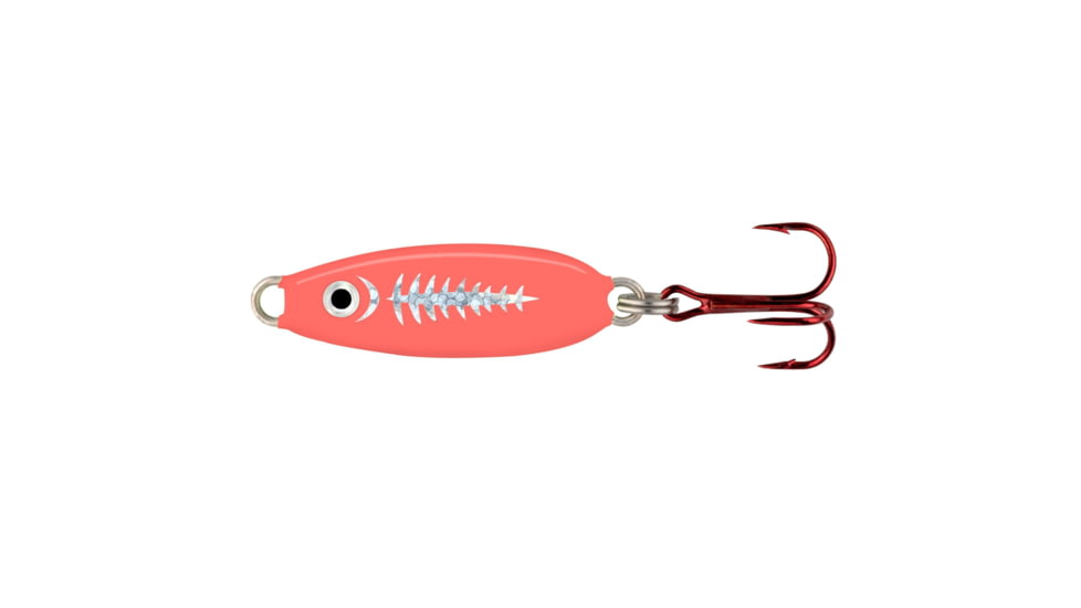 Northland Forage Minnow Spoon, 1/Card, 1/32Oz, #14 Hook Super-Glo Exo Red, FMS1-139