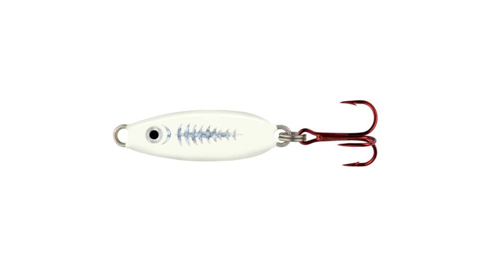 Northland Forage Minnow Spoon, 1/Card, 1/32Oz, #14 Hook Super-Glo Exo White, FMS1-131