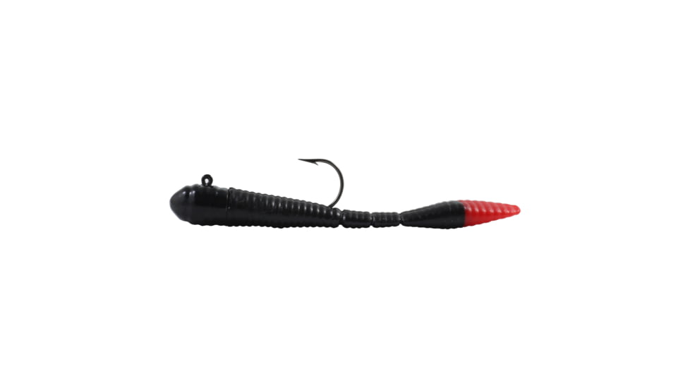 Northland Mimic Minnow Limber Leech, 3/8oz, 4in, Number 3/0Hk 6/Strip, Black With Red Tail, MMLL5-6-39