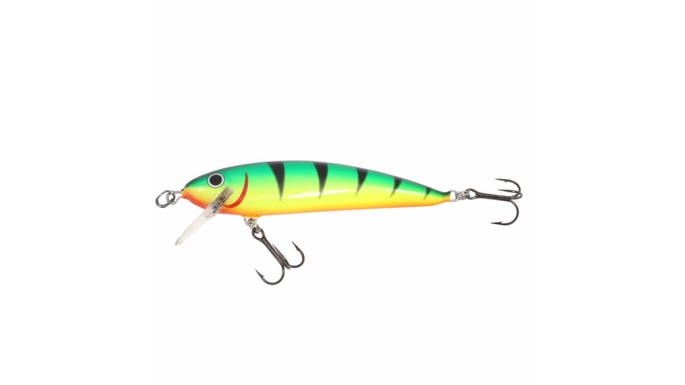 Northland Rumble Shiner Floating-Diving, 2 #4 Treble Hooks, Diving Depth 9-14, Hot Perch, 3-1/4in, 3/8oz, RSN8-HP