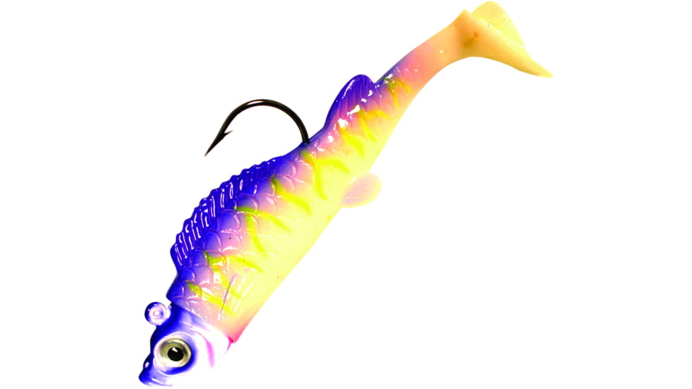 Northland UV Mimic Minnow Swimbait, 2 3/4in, 3/8 oz 3/0 Hook, Purple Tiger, Strip Card, MMUV5-6-46