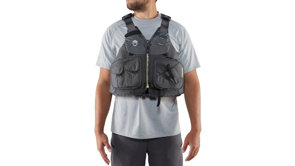 NRS Chinook Fishing PFD - Life Jacket - Mens, Charcoal, Extra Small/Medium, 40009.04.101