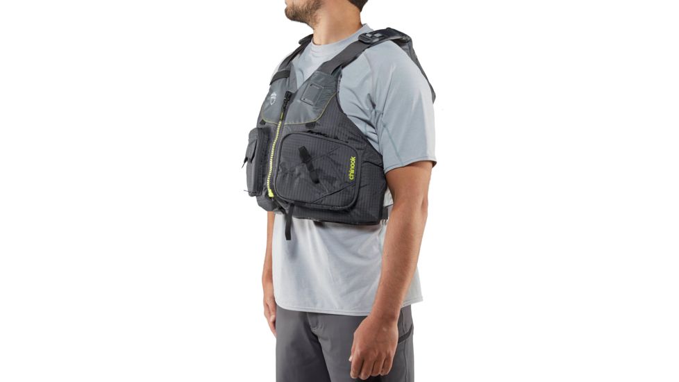 NRS Chinook Fishing PFD - Life Jacket - Mens, Charcoal, Extra Small/Medium, 40009.04.101