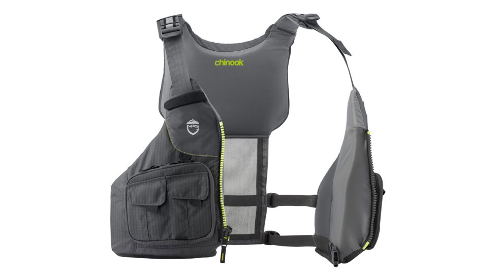 NRS Chinook Fishing PFD - Life Jacket - Mens, Charcoal, Extra Small/Medium, 40009.04.101