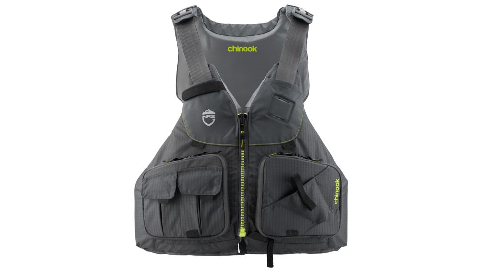 NRS Chinook Fishing PFD - Life Jacket - Mens, Charcoal, Extra Small/Medium, 40009.04.101