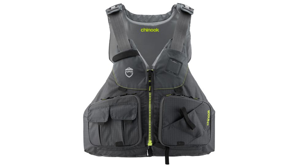 NRS Chinook Fishing PFD - Life Jacket - Mens, Charcoal, Extra Small/Medium, 40009.04.101