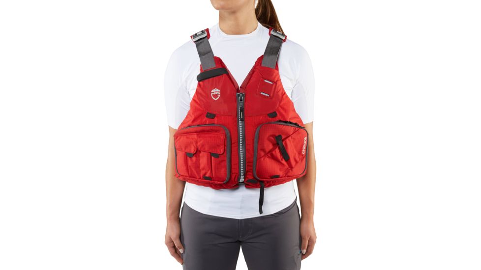 NRS Chinook Fishing PFD - Life Jacket - Mens, Red, Extra Small/Medium, 40009.04.102