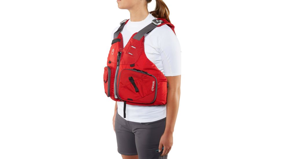 NRS Chinook Fishing PFD - Life Jacket - Mens, Red, Extra Small/Medium, 40009.04.102
