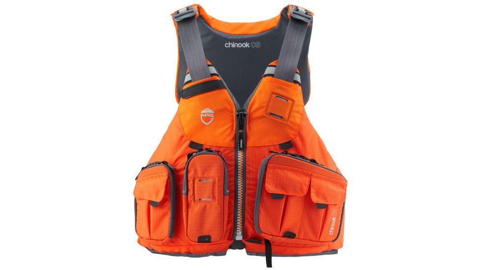 NRS Chinook OS Fishing PFD - Life Jacket - Mens, Orange, Extra Small/Medium, 40071.01.100