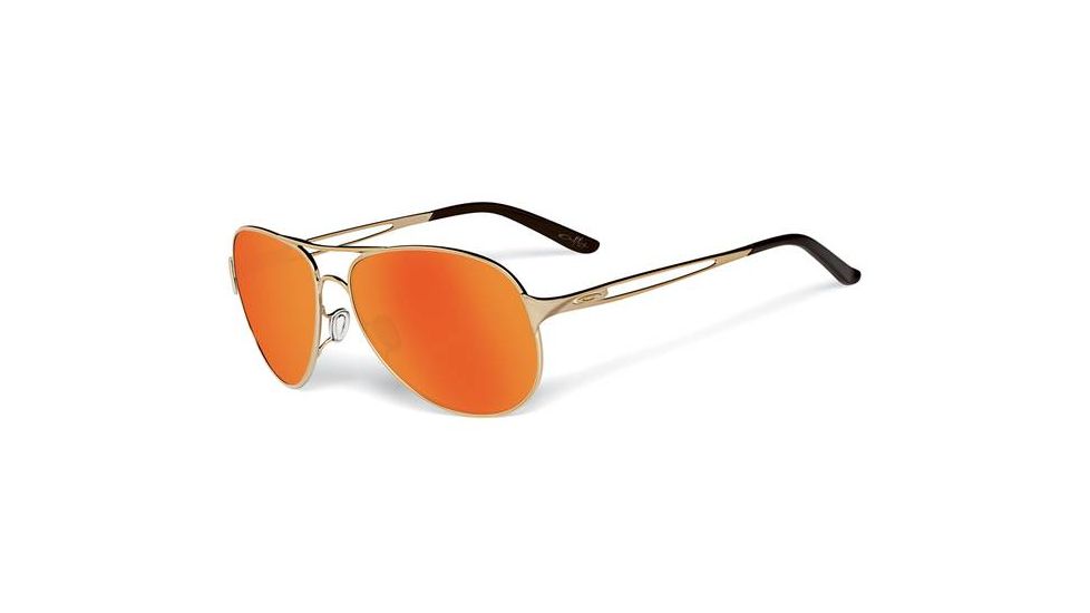 Oakley Caveat Aviator Sunglasses, Polished Gold Frame, Fire Iridium Lens OO4054-17